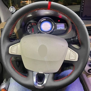Cubierta de costura de volante de cuero Red-Line para Renault Kangoo 2 2014-2020 - Imagen 1 de 9