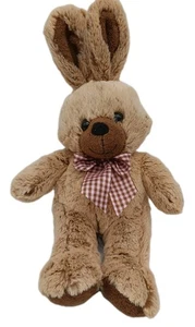 HomerBest Plush Brown Bunny Rabbit Soft Plaid Ribbon 15" - Picture 1 of 8