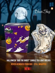 Blue Sky Clayworks Boo The Ghost Halloween Tea Light Candle Holder w/Box - New - Picture 1 of 6