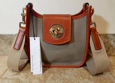 Dooney & Bourke | Pebble Turnlock Messenger 20 Taupe Leather Shoulder Bag NEW! ✨ - Image 1 of 4