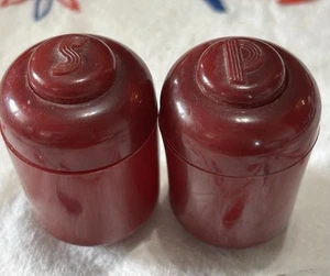 VTG Carvanite Mechanical Salt & Pepper Shakers Travel Portable S&P Push Button - Picture 1 of 5