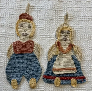 Crochet Handmade Trivet Pot Holders Hot Pad Scandinavian Set Of 2 Hanging Option - Picture 1 of 7