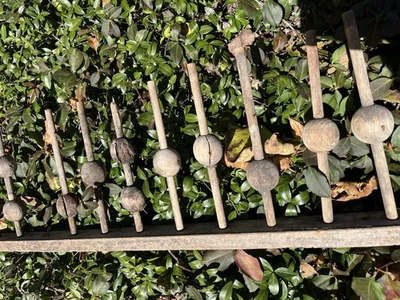 Antique Wooden Architectural Salvaged Wooden Rods With Split Balls - Image 1 of 3