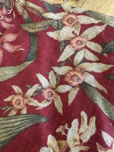 Vintage Wild Orchid Covington Linen Heavyweight Woven Fabric, Crimson Red - Picture 1 of 16