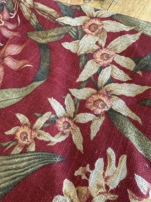 Vintage Wild Orchid Covington Linen Heavyweight Woven Fabric, Crimson Red - Image 1 of 4