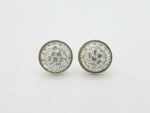 Ohrstecker Ohrringe Silber 925 Pavé Strass Cabochon 8mm Weiß - Bild 1 von 6