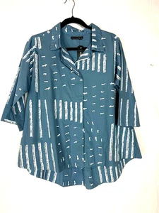NWT Snapdragon & Twig Alice Top Hi-Low 3/4 Sleeve Lagenlook Womens Oversized XS - Picture 1 of 4