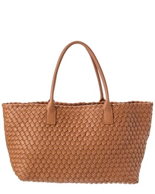 Tiffany & Fred Paris Large Hand-Woven Leather Tote Women's Caramel Os - Image 1 of 4