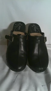 Abeo schwarze Leder-, Nieten-, Slipper Clogs, Damen 10N - Bild 1 von 14
