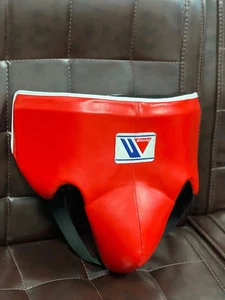 Professional Winning Boxing Groin Guard Cup Protector Real Cowhide Leather Red - Picture 1 of 2