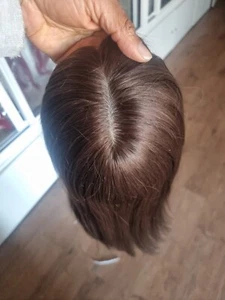16INCH RUSSIAN EUROPEAN HAIR 6x6.3 SILK BASE WOMEN TOPPER DARK BROWN 2# STRAIGHT - Picture 1 of 9