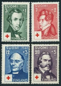 Finnland B87-B90,MNH.Michel 349-352. Rotes Kreuz-1948.Ärzte.Zachris Topelius, - Bild 1 von 1
