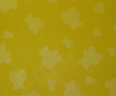 VINYL TEDDY BEARS YELLOW FAUX LEATHER INDOOR OUTDOOR FABRIC BY YARD 63"W - Image 1 of 4