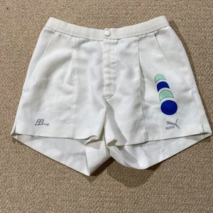 VINTAGE Puma Boris Becker Tennis Shorts Mens 30 x 2 White Wimbledon Retro Sports - Picture 1 of 14
