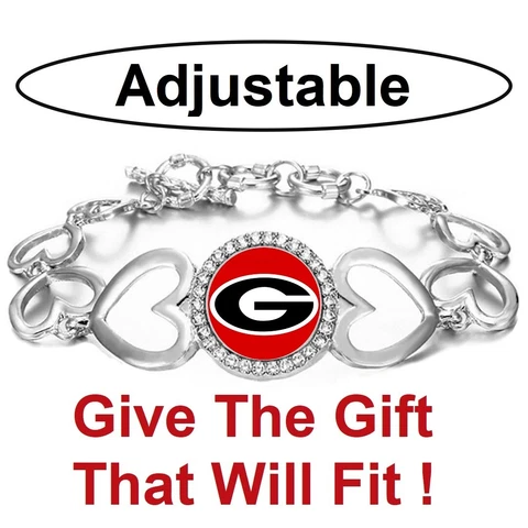 Special Georgia Bulldogs Womens Silver Heart Link Bracelet w Gift Pkg D27 Cover