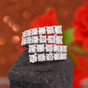 2.40 Ct Lab Grown CVD Diamond Ring 14k White Solid Gold Birthday Gift Jewelry - Picture 1 of 8
