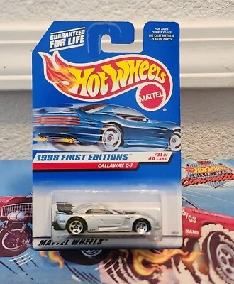 Hot Wheels 1998 First Editions #677 31/40 Callaway C-7 Silver 5SP 1/64 Loose - Image 1 of 3