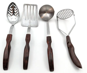 Vintage Cutco Kitchen Utensil Set of 4 Brown Swirled # 13 14 15 16 - REFURBISHED - Imagen 1 de 13