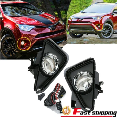 Fit 2016 2017 2018 Toyota RAV4 Clear Lens Bumper Fog Lights Lamps w/Bulbs&Wiring - Image 1 of 4