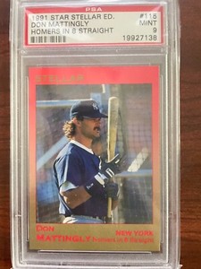 1991 DON MATTINGLY STAR STELLAR EDITION HOMERS 8 STRAIGHT #115 PSA 9 POP 3