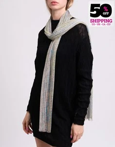 PVP 260 € MISSONI Bufanda Tejida Rectángulo Efecto Cojo Multicolor Hecha en Italia - Imagen 1 de 7