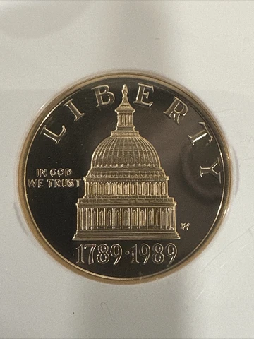 💰US 1989 W CONGRESS GOLD Coin 5  Dollars GRADED by NGC  PF 70 ULTRA CAMEO Cover