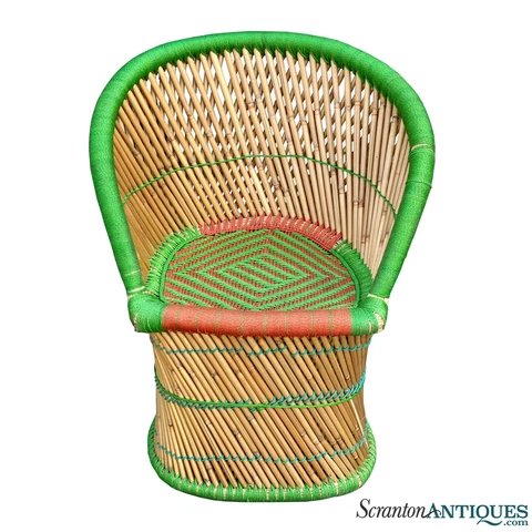 Mid-Century Boho Coastal Rattan Woven Barrel Accent Chair Cover