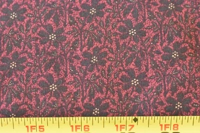 30" Long, Dark-Brown & Burgundy Floral Quilt Cotton/Thimbleberries, P3605 - Image 1 of 4