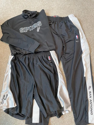 Vintage NBA San Antonio Spurs Nike Shorts Warm Up Pants & Jacket Retro NBA Gear! Cover