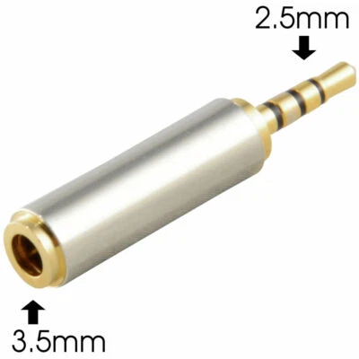 Gold 3.5mm Female to 2.5mm Male Stereo Audio Headphone Jack Adapter Converter US - Image 1 of 4