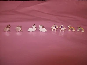 Earrings - Stud - Hedgehog, Rabbit, Unicorn & Rainbow - Picture 1 of 3