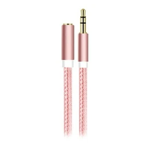 1m Stereo Kopfhörer Verlängerungskabel 3,5mm Klinke Stecker > Buchse Nylon Rosa - Bild 1 von 3