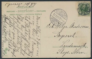DANIMARCA. Star canc. SAUNTE su carta con 5 Øre Frederik VIII (PC411) - Foto 1 di 2