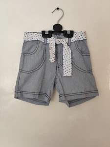 H&M Girls White Navy Striped Adjustable Waist Shorts 4-5 Years 110 Cm - Picture 1 of 9