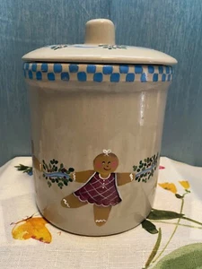 Vtg Robinson Ransbottom Pottery Roseville Ohio 2QT High Jar Gingerbreadman Crock - Picture 1 of 7