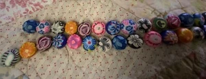 Artisan Psychedelic Fimo Clay Vintage Flat Round Beads – 18mm USA Made - 40 Pcs - Picture 1 of 4