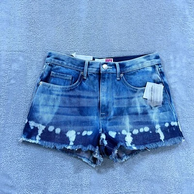 Juicy Couture 短裤女式 27 漂白金色水洗蓝色牛仔棉复古 Y2K — 第 1/4 张图片