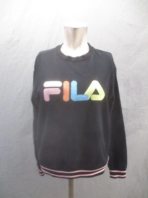 FILA Talla M Mujer Negro Mezcla de Algodón Cuello Redondo Suelto Sudadera Atlética 434 Foto 1 de 4