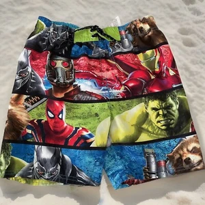 MARVEL COMICS Avengers Boys Swim Trunks Spiderman Board Shorts Hulk Size 5/6 - Picture 1 of 9