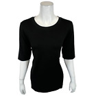 Cuddl Duds Women's Cotton Core 2 Pack of Elbow Sleeves Tops Black Small Size 