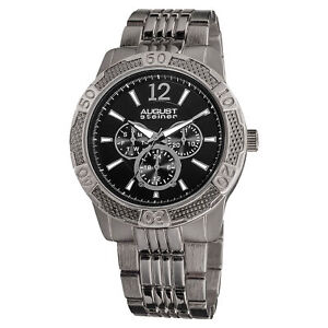 Mens August Steiner AS8058BK All Black Sport Quartz Multifunction Bracelet Watch