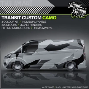 Transit Custom Urban Camo Vinyl Aufkleber Kit I Camouflage Wrap I M-Sport Ford Race - Bild 1 von 12