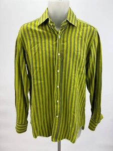 Camisa ETRO Milano Para Hombre Manga Larga Chartreuse Rayas Verdes Talla 40 - M/L - Imagen 1 de 5