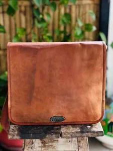 Promising Leather Messenger Real Satchel Bag Genuine Laptop Brown Briefcase New - Picture 1 of 6