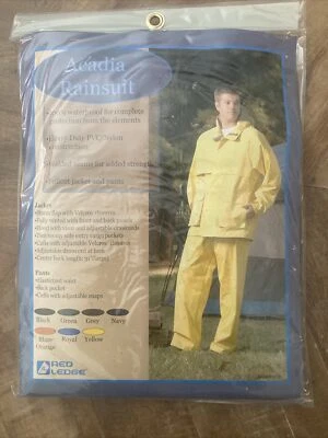 Red Ledge Rainsuit Hood Visor Drawstrings Heavy Duty PVC Men’s L Large Yellow - Image 1 of 4
