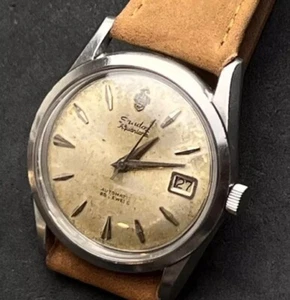 Vintage SANDOZ “Aquaplane” Men’s 36mm Automatic Watch Date 25 Jewels Steel Tan - Picture 1 of 12