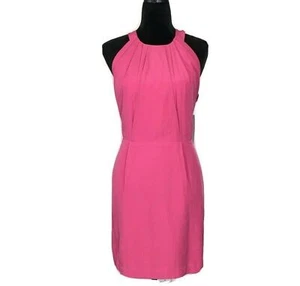 BCBGeneration Dress 12 Pink Tea Rose Pleat Sheath Open Back Fox Button NWT $138 - Picture 1 of 10