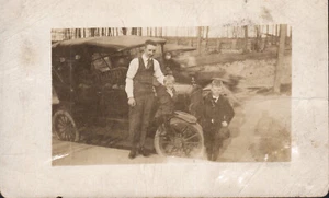 C1910s Main Street Slatington PA Sepia Tone RPPC Postcard Named People Old Car - Foto 1 di 2