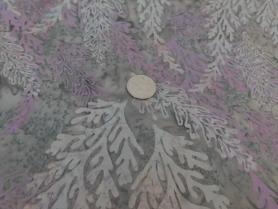 1 Yd Mixed Purples/Gray Batik Fabric, Ferns, 44" W, for Quilting, Sewing, Crafts - Image 1 of 3