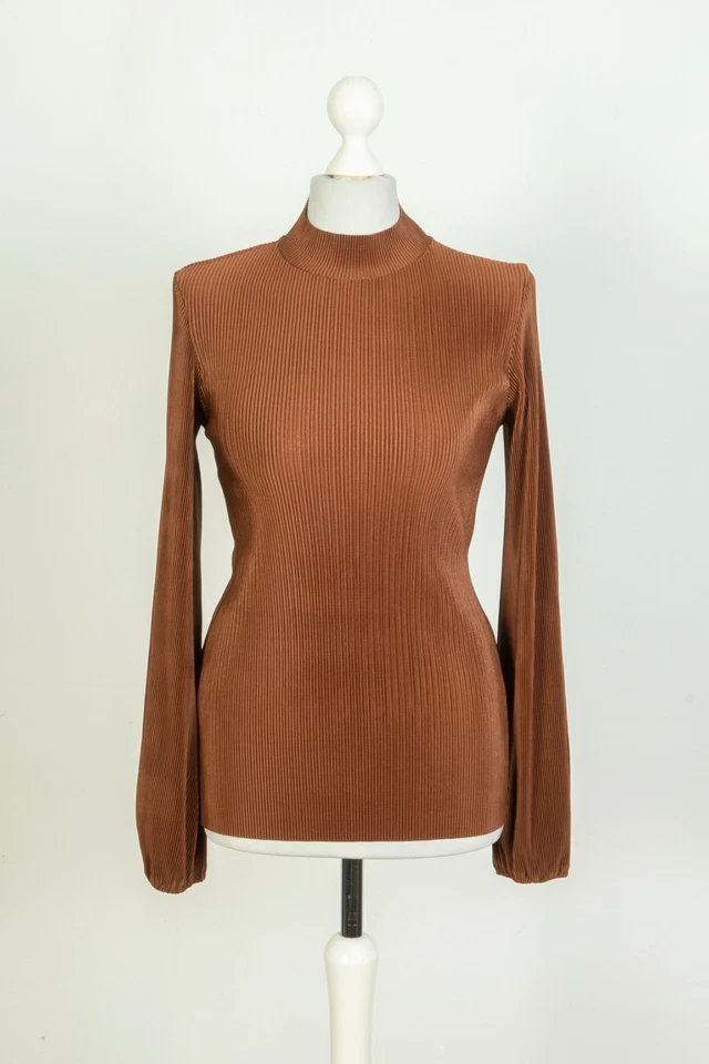 Issey Miyake Long-Sleeve Brown Women's Shirt Blouse Size 4 - Image 1 of 4